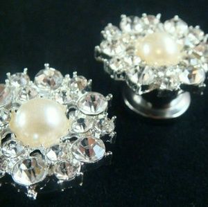 ***SOLD*** Pearl and rhinestone ear plugs
